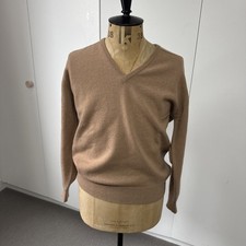 Maglione uomo William Lockie lana di agnello scollo a V cammello marrone taglia 42/large
