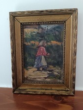 Sandor Moric ( 1885-1924) antico dipinto olio su cartoncino