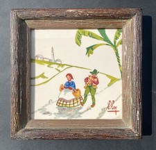 Sardinian Ceramic Tile Painted