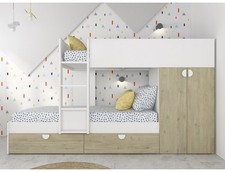 Letto a castello 263,8x107,4 cm bianco opaco e rovere con armadio - Varazze