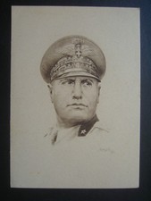 CARTOLINA CON RITRATTO DI BENITO MUSSOLINI  IL DUCE ILLUSTRATA DA  F.  SPOLTORE