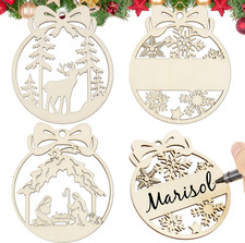 30Pz Palline Di Natale Legno Ciondoli Albero Di Natale Pendente Con Corda Di Can