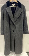 Cappotto donna vintage Leslie Fay Petite grigio doppiopetto 100% lana foderato XL