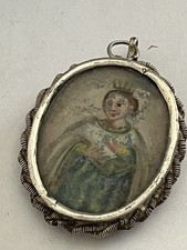 Ciondolo Con Immagini Dipinte Su Vetro In Argento Punzone Antico Epoca800