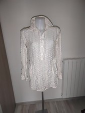 Simona Barbieri vestito caftano camicia lunga copricostume XS panna seta