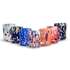 BICCHIERINI LIQUORE VETRO SOFFIATO GOCCE DI MURANO COLORATI CICCHETTI 6 PZ