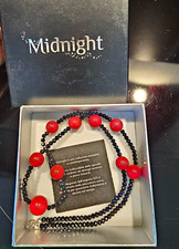 OUTLET_COLLANA GIROCOLLO IN ARGENTO925 MIDNIGHT CON SPINELLO NERO E PIETRE ROSSE