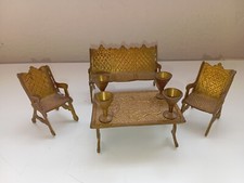 Mobili Miniatura Panchina Poltrona Sedia Salotto Vintage in Ottone Casa Bambole