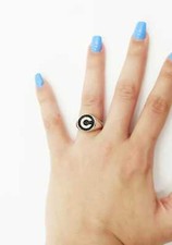 ALFABETO TONDO GRANDE LETTERA C IN ARGENTO 925 RODIATO IN ORO BIANCO 18KT