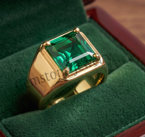 Anello uomo smeraldo - , verde