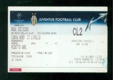 BIGLIETTO JUVENTUS REAL SOCIEDAD 21/10/2003 CHAMPIONS LEAGUE 2003 2004 CALCIO