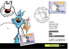 ITALIA 2009 ROMA FESTIVAL FILATELIA LUPO ALBERTO COMICS FUMETTI CARTOLINA FDC