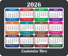 Calendario 2026 Mouse Pad