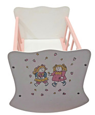 Bambola vintage in legno culla