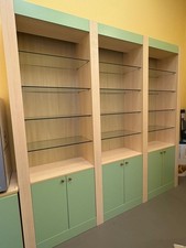 Set mobili moderni in legno e vetro 5 pezzi come nuovi 