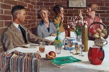 HERBERT EDWARD BADHAM AFFRESCO REALISMO ARTE STAMPA GICLEE SU TELA ARTISTICA