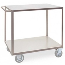 Carrello acciaio inox 2 piani lisci cm.50x95xh85 4 ruote Ø125 Kg300 per trasport