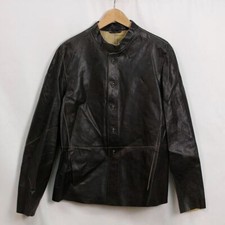 Giacca Emporio Armani in pelle nera collo alla coreana taglia 48