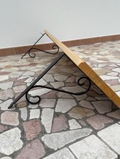 Mensola legno 120 × 30 cm con staffe ferro battuto