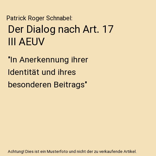 Der dialog nach art iii - art.,