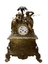 Antico orologio a pendolo parigina figurine con palma epoca XIX secolo