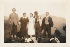 B4 - Foto Photo Fotografia Anni 30 - Gruppo su  Montagne con valige