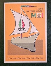 Cartolina propaganda Elezioni politiche Siciliane Verso un porto sicuro MSI 