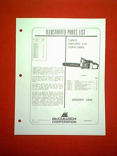 Mcculloch chainsaw model - model, pro