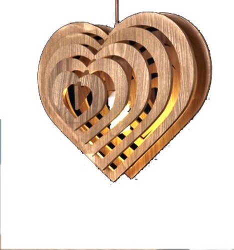 Lampadario cuore legno - lampadario, in