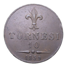 10 TORNESI 1859 ROMA RARA