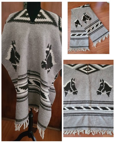 Poncho lana vintage - , grigio