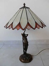 Lampada Abatjour Vetro TIFFANY base LIBERTY in Ottone