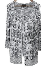 Lane Bryant Cardigan Maglione Pescatore 18 20 Scollo a V Bottoni Grigio Nero Maglia