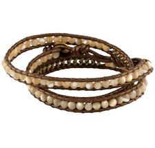 Bracciale Chan Luu in pelle con pietre sud-ovest braccialetto minimalista multistrato