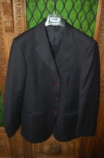 Drago, Giacca Uomo, Antracite gessato rosso blu, 100% lana 100s,  tg 48, usata