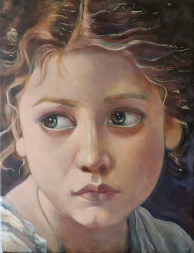 Quadro olio tela bambina - su,