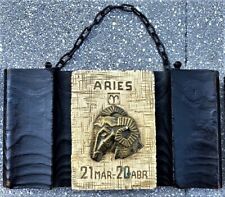 ARIETE (1di3) Antico Quadro in LEGNO Intagliato a Mano - Zodiaco SEGNI ZODIACALI