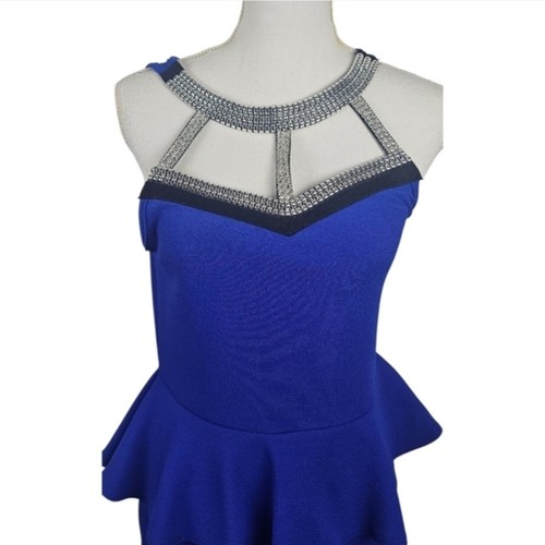 Abito cocktail peplum blu - da,