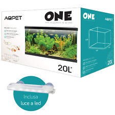 Acquario One Mini In Vetro Accessoriato Completo 20 Litri Nero Inclusa Luce Led