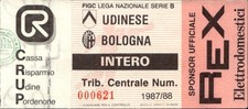 biglietto Ticket Stadio Udinese Bologna 1987/88