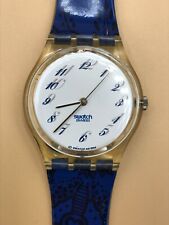 Orologio da polso SWATCH Gent TISANE (GK162)-NUOVO/NOS-Classico-Blu/Bianco-Have a L@@K!