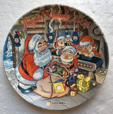 GIOCHERIA Piatto Babbo Natale.Negozio giocattoli.Elfi Regali Natale Centrotavola