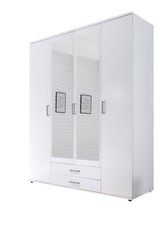 Armadio a 4 ante battenti KALLE con 2 cassetti e specchio, in laminato.
