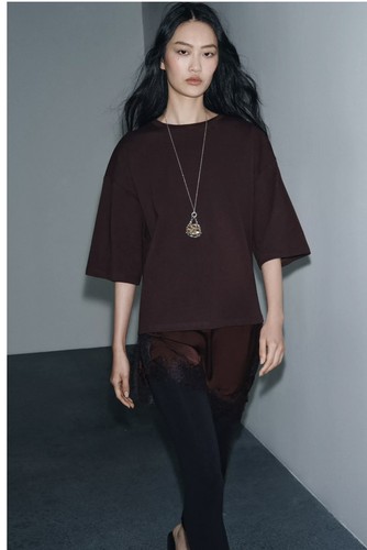 Zara shirt pizzo marrone - zara,