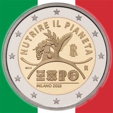 2 EURO 2015 ITALIA 2 €  EXPO MILANO NUTRIRE IL PIANETA 2€ Commemorativa FDC UNC