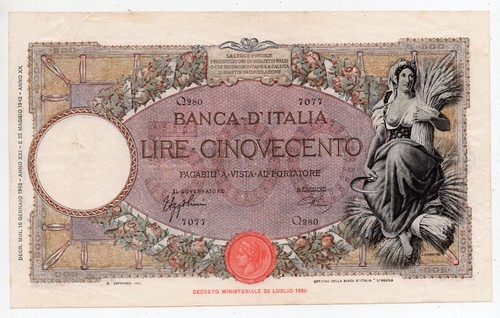 500 lire mietitrice fascio - 500,