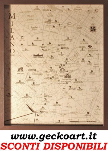 Milano mappa cartina quadro - milano, 3d