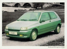 Brochure foglio unico Renault Clio prezzi e specifiche 1991 mercato Regno Unito