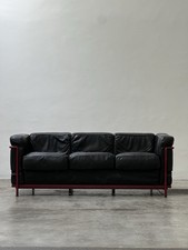 Cassina LC2 Divano Design 3 Posti Pelle Nero Piumino Imbottitura Corbusier