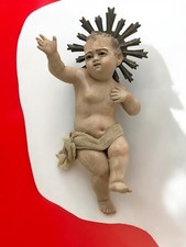 Bambino Gesù Bambinello Napoletano Culla Crib 13,5 Cm Argilla Occhi Vetro